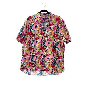 Ralph Lauren Blue Label Button Down Tropical
Hawaiian Pink Short Sleeve XL